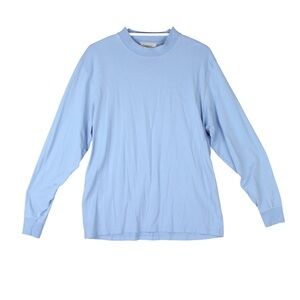 Williams & Kent 100% Pima Cotton Mock Neck Pullover M Blue Soft Long Sleeve EUC